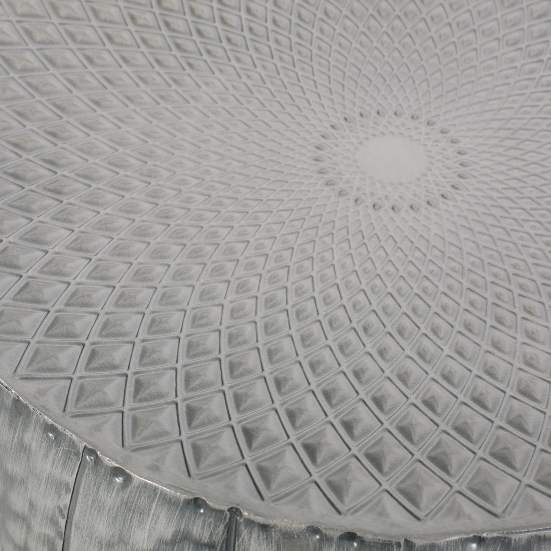 Metal Drum End Table Antique Silver Primary Living Space Contemporary Coffee & End Tables Iron