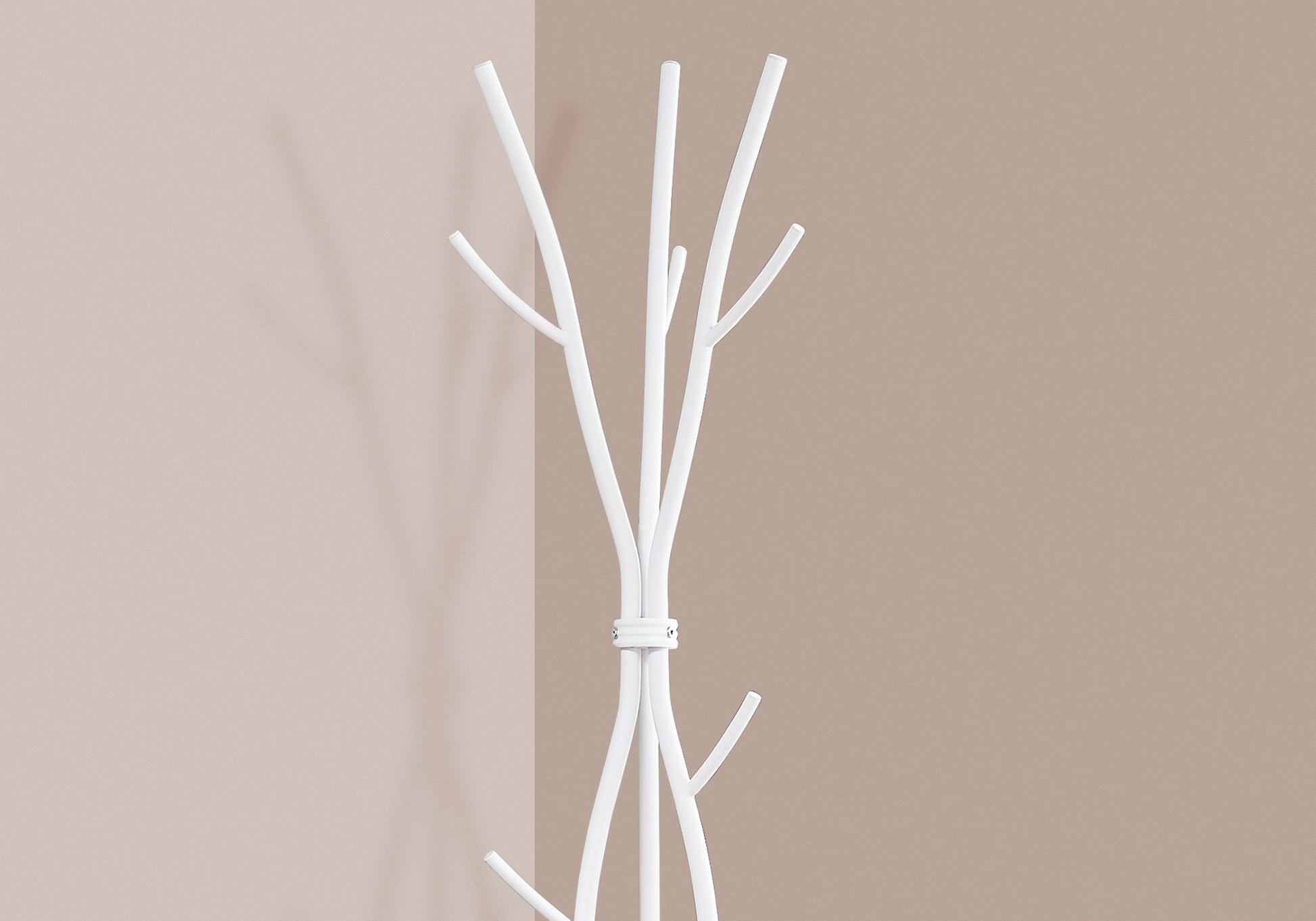 Coat Rack, Hall Tree, Free Standing, 11 Hooks, Entryway, 74"H, Bedroom, White Metal, Contemporary, Modern White Metal