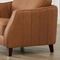 Aria Top Grain Leather Chair Brown Primary Living Space Mid Century Modern Eucalyptus Down Filling Leather