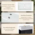 Video 21.6 Inch Modern Floating Bathroom Vanity With Ceramic Basin Perfect For Small Bathrooms, Left Side Storage Black Bathroom Ceramic Mdf