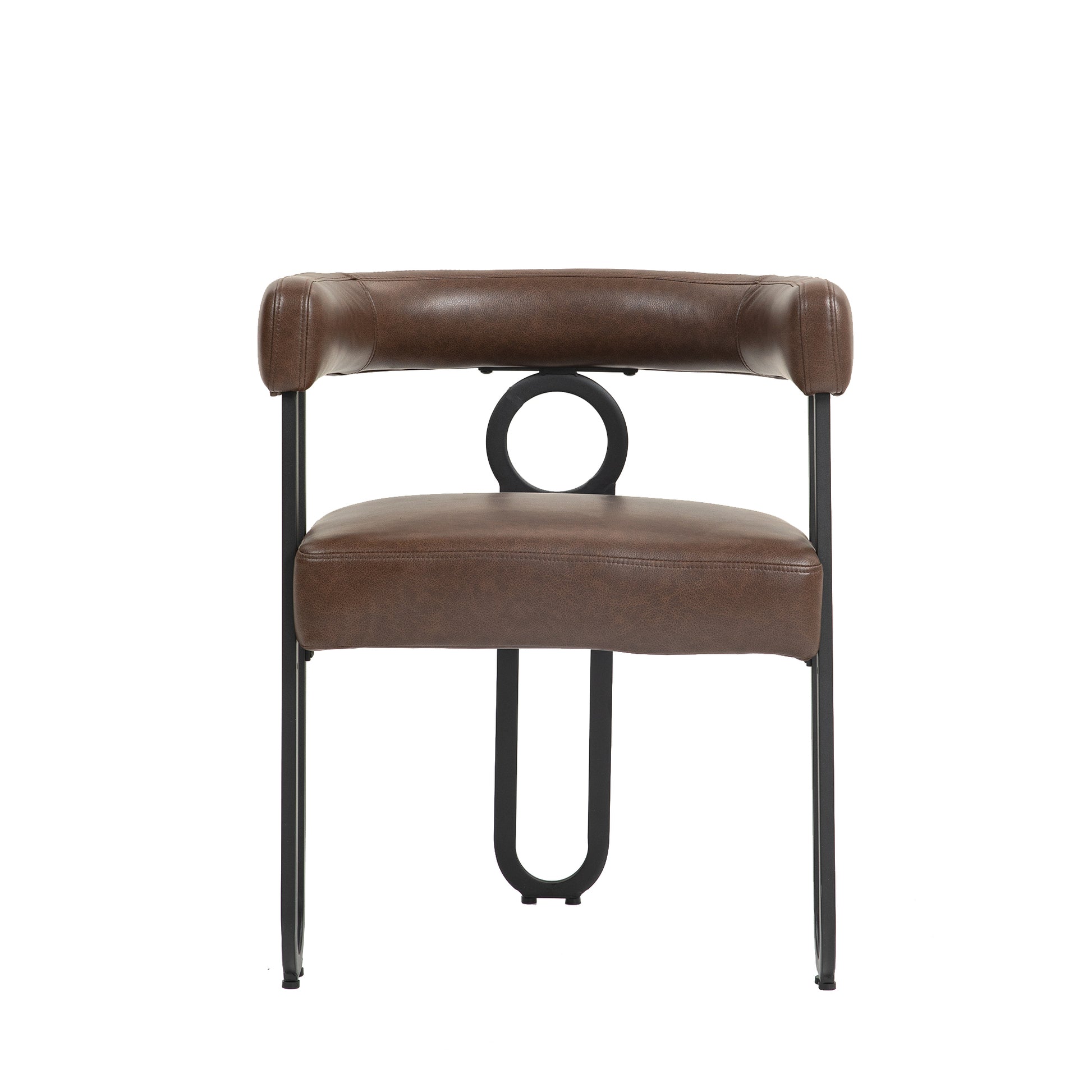 Coolmore Contemporary Designed Pu Fabric Upholstered Accent Dining Chair Barrel Side Chairs Kitchen Armchair For Living Room Set Of 2 Dark Brown Pu Dark Brown Dining Room Foam Pu Leather