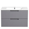 30 Inch Floating Bathroom Vanity With Ceramic Sink Combo Set, Modern Bath Storage Cabinet Vanity With Drawers Wall Mounted Vanity For Bathroom, Gray Grey Mdf