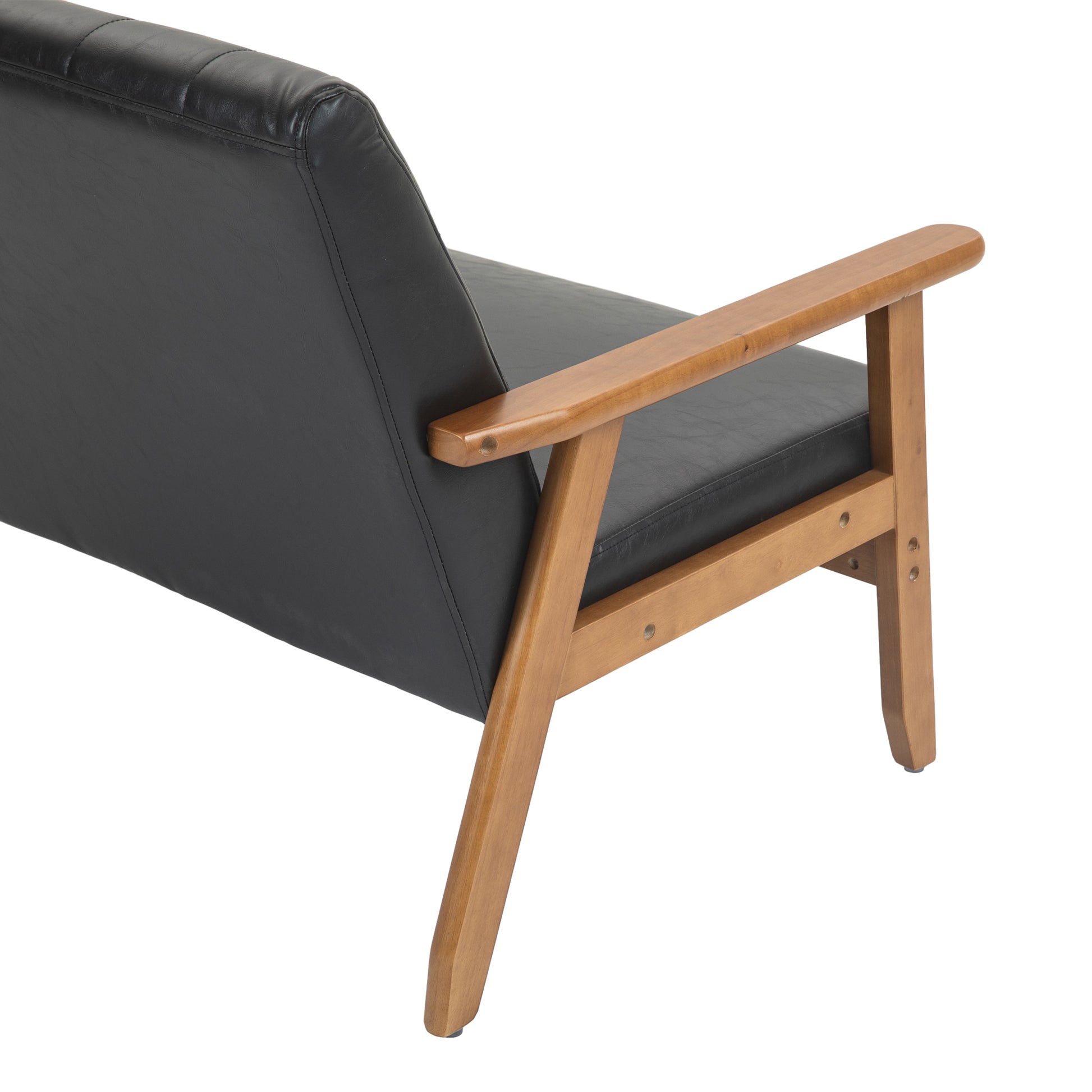 Coolmore Mid Century Modern Solid Loveseat Sofa Upholstered Pu Leather Loveseat, 2 Seat Upholstered Loveseat Sofa Modern Couch Black Pu Pu Leather 2 Seat