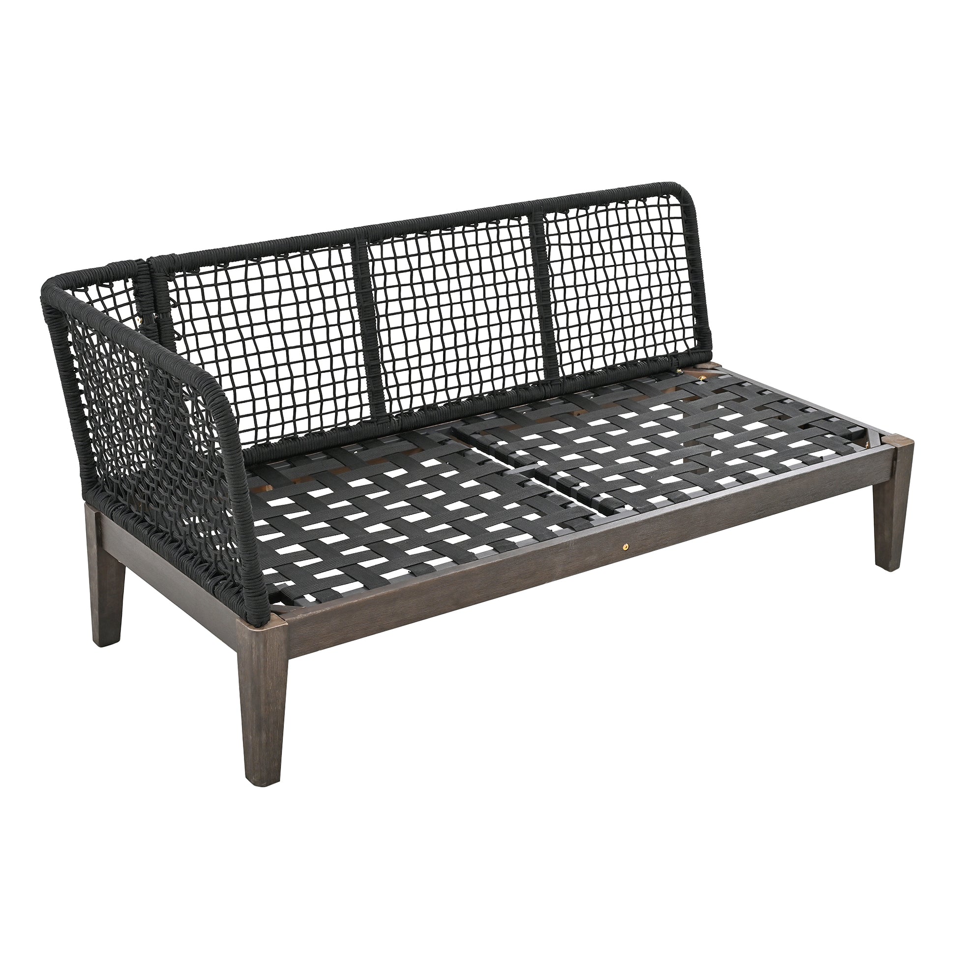 Modern 5 Person Outdoor Seating Group With Cushions Rope Waved Patio Sofa Set For Garden, Lawn, Poolside, L Shaped, Black Gray Yes Deep Seating Grey Black Weather Resistant Frame Water Resistant Cushion Garden & Outdoor Modern Sectional Seating Groups