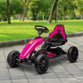 Aosom Kids Pedal Go Kart, Outdoor Ride On Toys With Swing Axle, Adjustable Seat, Handbrake, 4 Shock Absorbing Wheels, Gift For Boys And Girls Aged 3 8 Years Old, Pink Pink Plastic