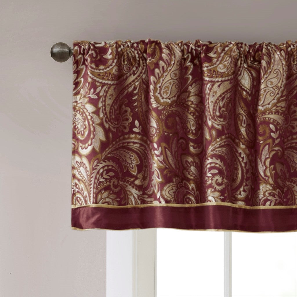 Jacquard Window Valance Burdy 50X18" Burgundy Polyester