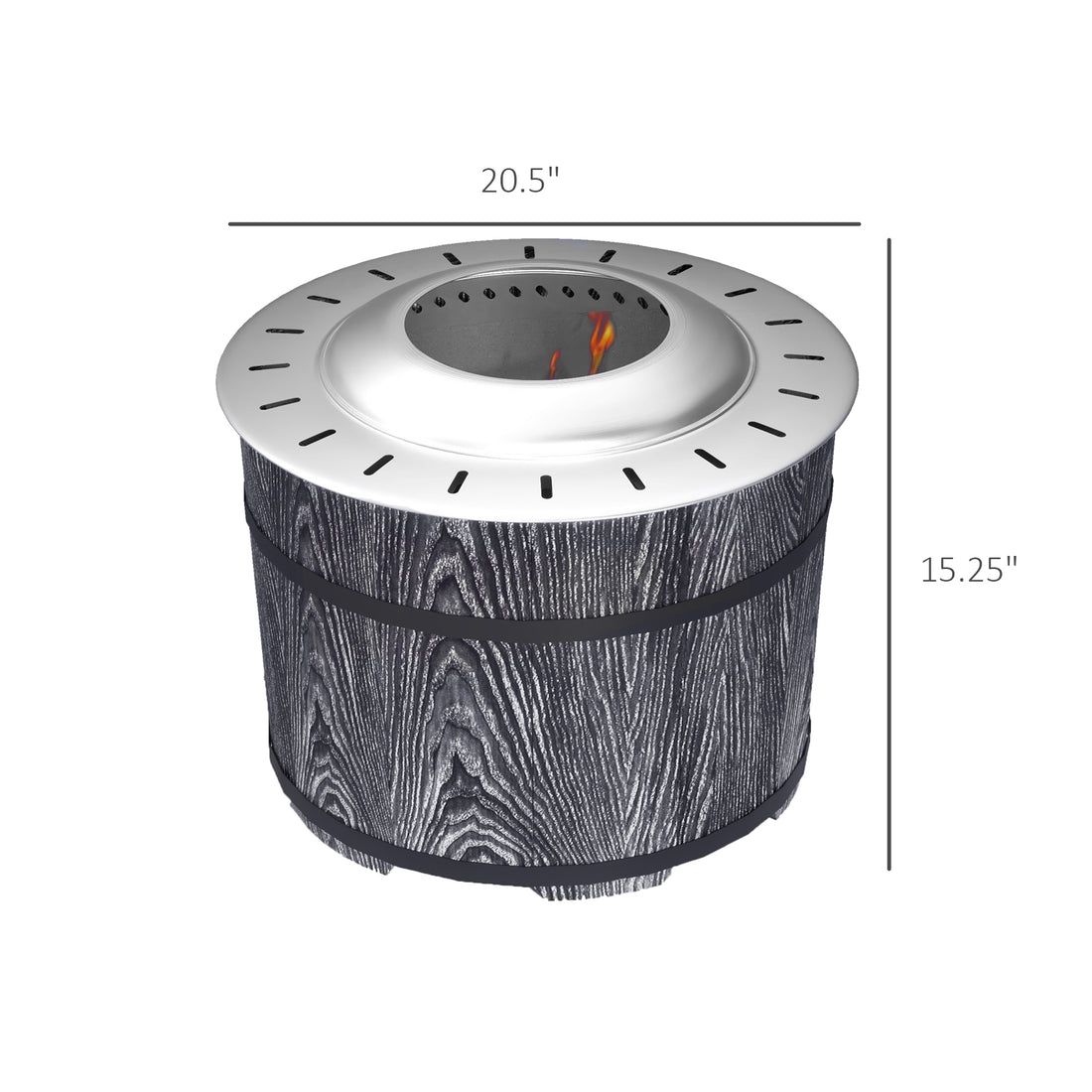 Outsunny Smokeless Fire Pit With Fireproof Mat, 20" Barrel Style Portable Wood Burning Firepit, Magnesium Oxide Low Smoke Camping Bonfire Stove For Backyard, Patio, Picnic, Black Black Magnesium Oxide