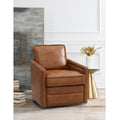 Brown Swivel Accent Chair Brown Primary Living Space Modern Genuine Leather