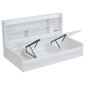 Twin Size Daybed Frame With Storage Bookcases And Underneath Storage, Usb Charging Station, White Twin White Solid Wood Mdf