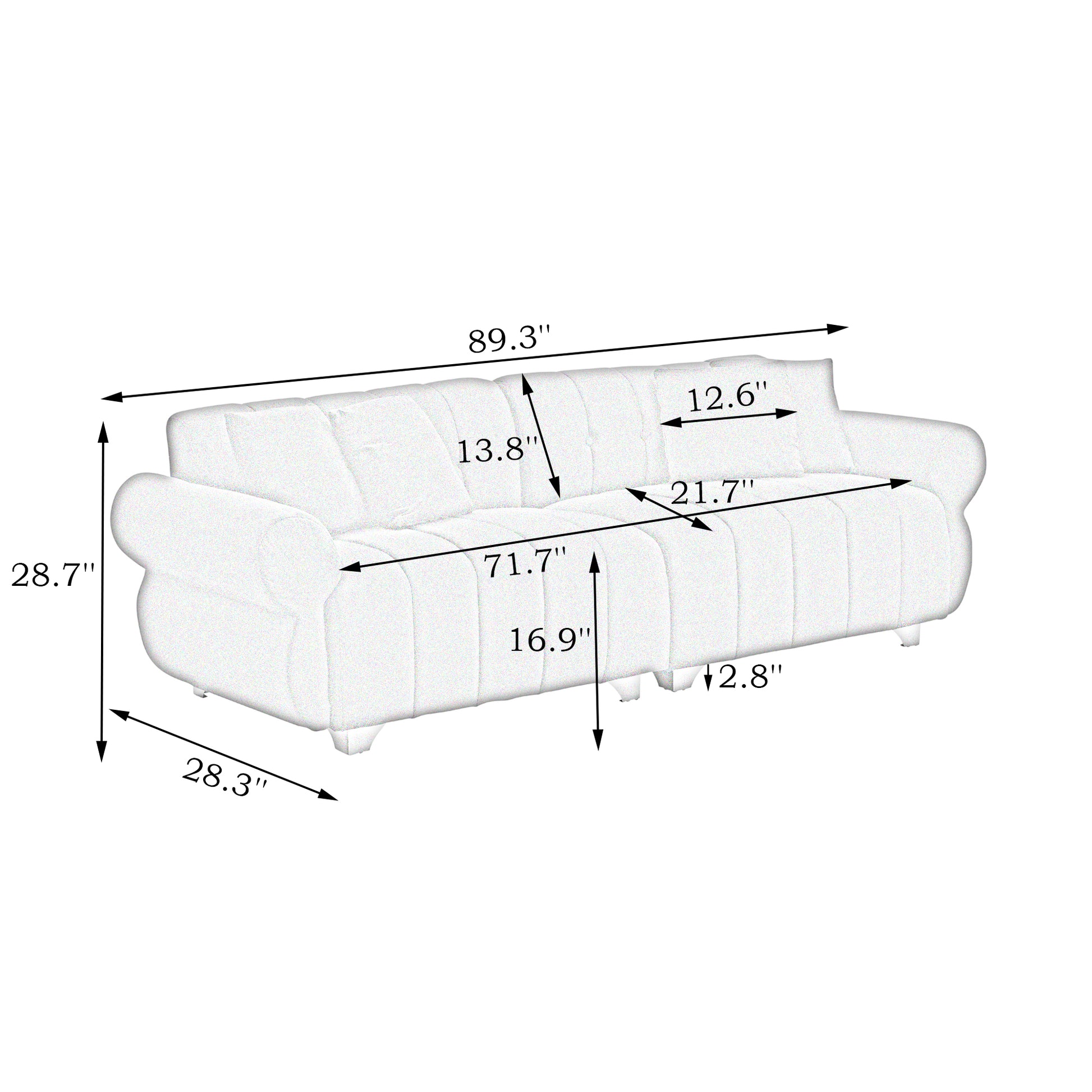 89 Inch Spring Wrapped Cushions, 3 Flannelette Sofas, Stylish Metal Feet And 4 Throw Pillows Make For A Modern Living Room Bedroom Green Velvet 3 Seat