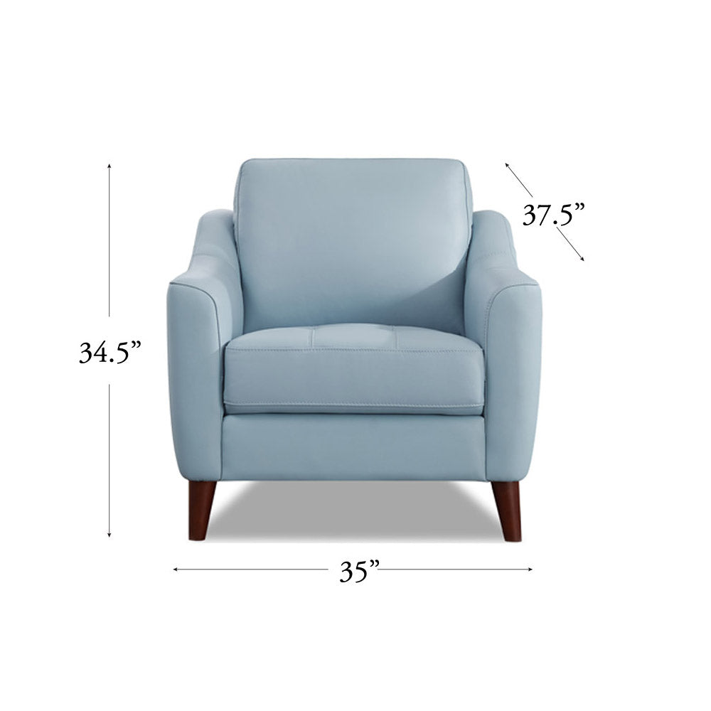 Ersa Leather Chair Blue Memory Foam Genuine Leather