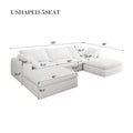 Large Size Modular Cloud Sofa 5 Seats Down Sofa Bed Apartment Living Room Sofa 3Seaters 2Ottoman White Down Filling 5 Seat