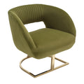 Coolmore Upholstered Tufted Living Room Chair Textured Linen Fabric Accent Chair With Metal Stand Olive Velvet