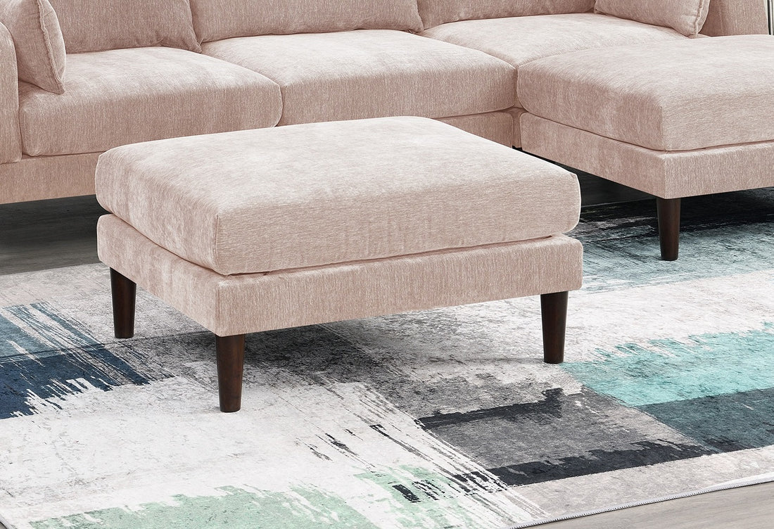 Beautiful Blush Pink Ottoman Morgan Fabric 1Pc Ottoman Soft Cushion Wood Legs Living Room Furniture Pink Wood Primary Living Space Pink Classic,Contemporary,Modern Rectangle Fabric
