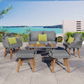 K&K 6 Piece Rope Patio Furniture Set, Outdoor Furniture With Acacia Wood Cool Bar Table With Ice Bucketdeep Seat Patio Conversation Set With Two Stools For Backyard Porch Balcony Grey Yes Complete Patio Set Grey Weather Resistant Frame Fade Resistant