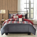 6 Piece Herringbone Duvet Cover Set Queen Multicolor Polyester