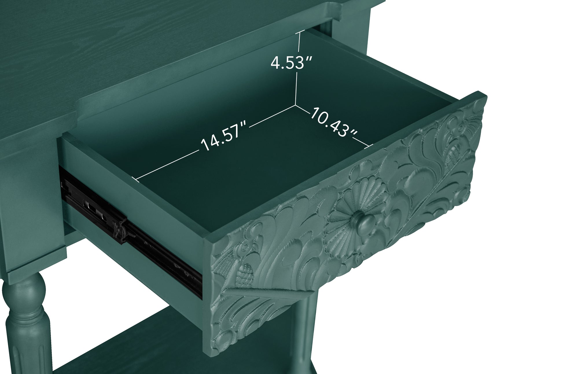 1 Drawer End Table,Side Table,Elegant Carved 1 Drawer End Table For Living Room Bed Room Study Entryway Dark Green American Design Mdf