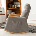 Accent Rocking Chair With Footrest High Back Rubber Wood Rocking Legs Bedroom Living Space 38.6D X 26.8W X 40.6H Inch Grey Rubber Wood