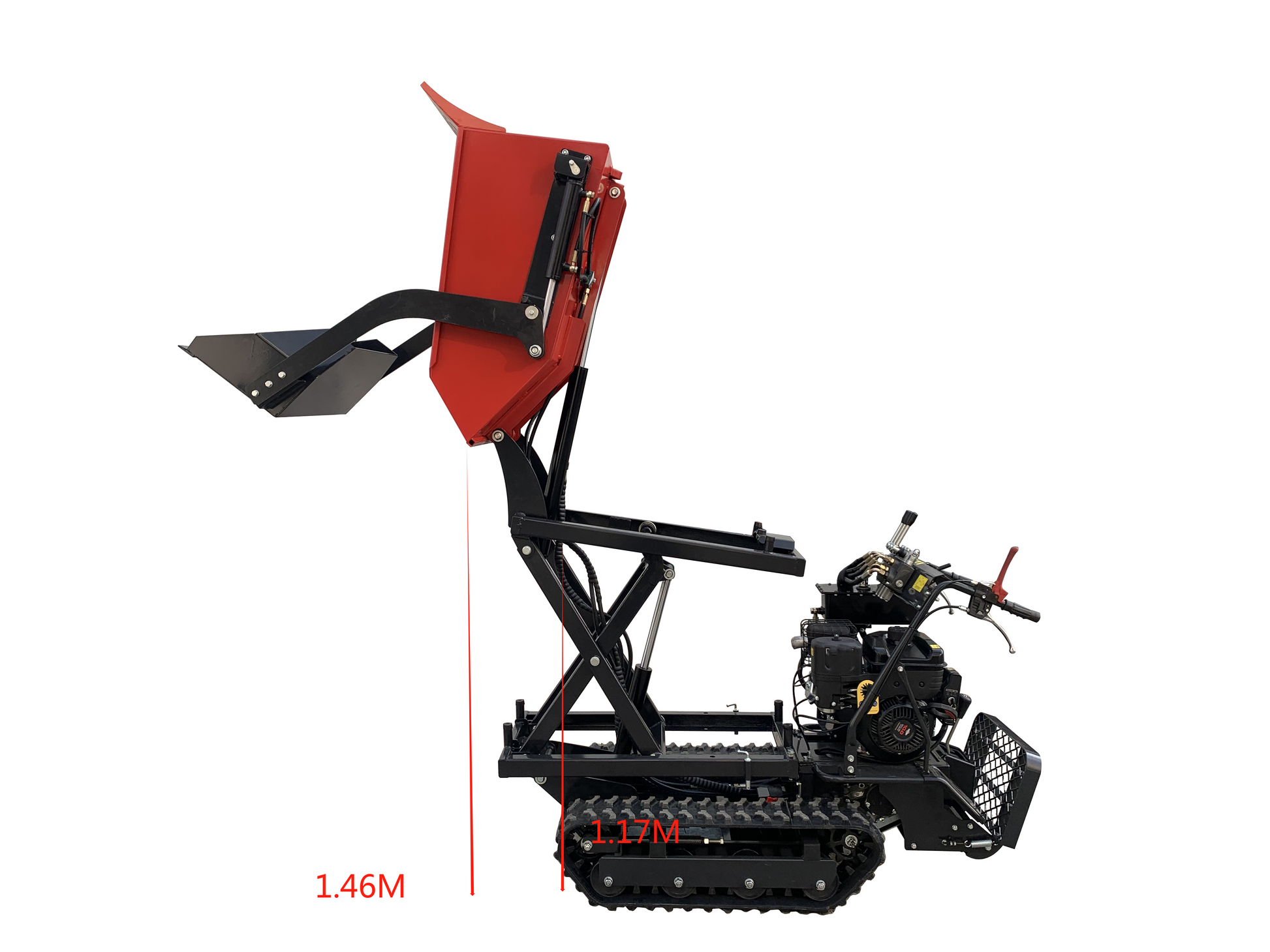 All Terrain Mini Dumper Dump Truck Crawler Small Rubber Crawler Transport Truck Mini Tracked Dumper Black Red Iron