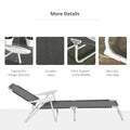 Outsunny Folding Chaise Lounge, Outdoor Sun Tanning Chair, 4 Position Reclining Back, Armrests, Metal Frame And Mesh Fabric For Beach, Yard, Patio, Dark Gray Dark Grey Metal