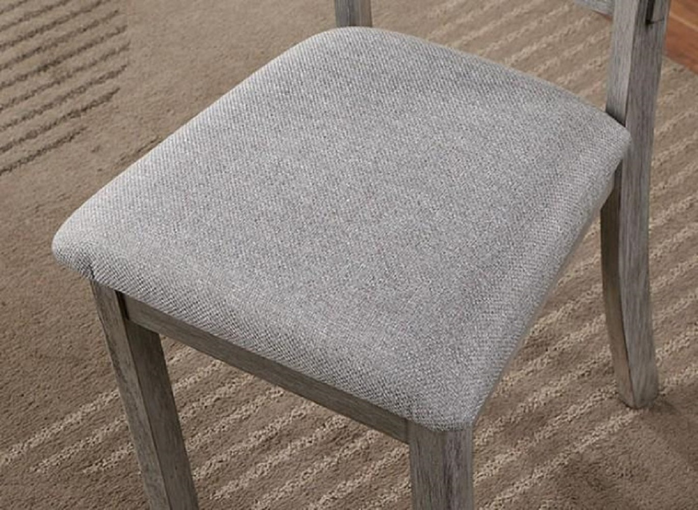 Gray Color Dining Chairs Padded Seat Set Of 2Pc Side Chair Ladder Back Kitchen Dining Room Wire Brushed Finish Gray Dining Room Classic,Modern,Transitional Dining Chairs Rubberwood Ladder Back Set
