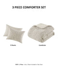 3 Piece Oversized Cotton Matelasse Comforter Set Full Queen Beige Polyester