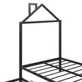 Twin Size Metal Platform Bed With Twin Size Trundle,House Shaped Headboard Design, Black Twin Black Metal