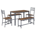 Dining Table Set, Barstool Dining Table With 2 Benches 2 Back Chairs, Industrial Dining Table For Kitchen Breakfast Table, Living Room, Party Room, Rustic Brown And Black,43.3 L X 23.6 W X 29.9 H Rustic Brown Seats 6 Particle Board