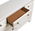 Classic Luxury Pearl White Finish Dresser Of 7X Drawers Wooden Bedroom Furniture 1Pc, Dart Molding Design White Wood