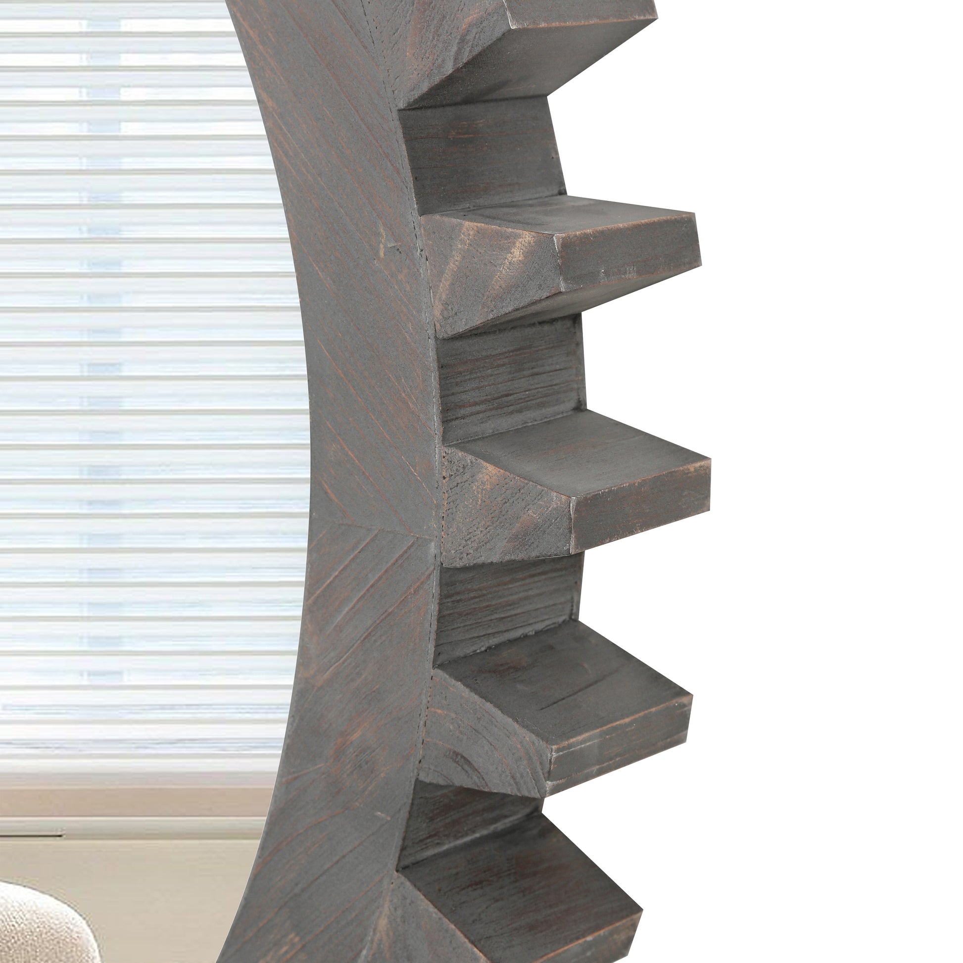 Vintage 17'' X 17'' Wood Round Hanging Gear Shape Decorative Mirror Patchwork Effect With Large Size Mirrors Individually On Art Walls,Sold Individually Antique Dark Brown Dark Brown American Design Mdf Glass Mirror