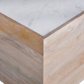Glam 20 In. Square Solid Wood End Side Table With Marble Top, Modern Living Room Sofa Side Table, Light Brown Light Brown Light Brown Primary Living Space Industrial Freestanding Mango Coffee & End Tables Square Marble,Solid Wood