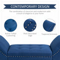 Homcom Modern Button Tufted Sitting Bench, Accent Fabric Upholstered Ottoman For Bedroom Or Living Room, Blue Blue Polyester