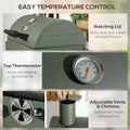 Outsunny Charcoal Bbq Grill With 235 Sq.In. Cooking Area, Tabletop Outdoor Barbecue With Ash Catcher And Built In Thermometer For Patio, Backyard, Camping, Picnic, Dark Green Green Steel