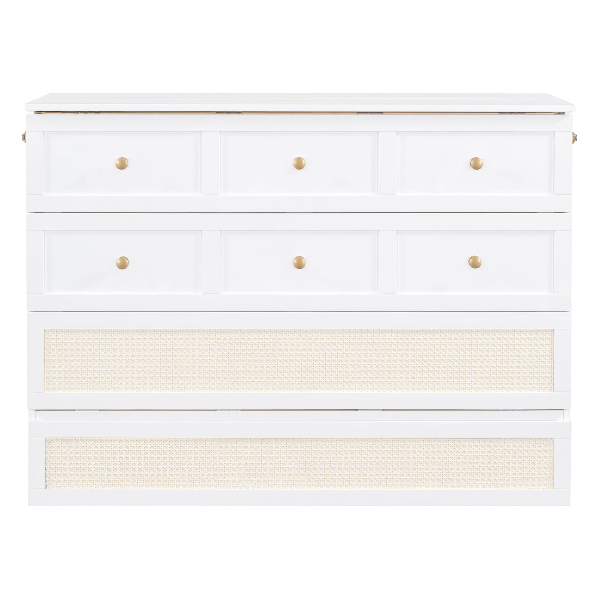 Full Size Murphy Bed With Large Drawers,White Full White Plywood