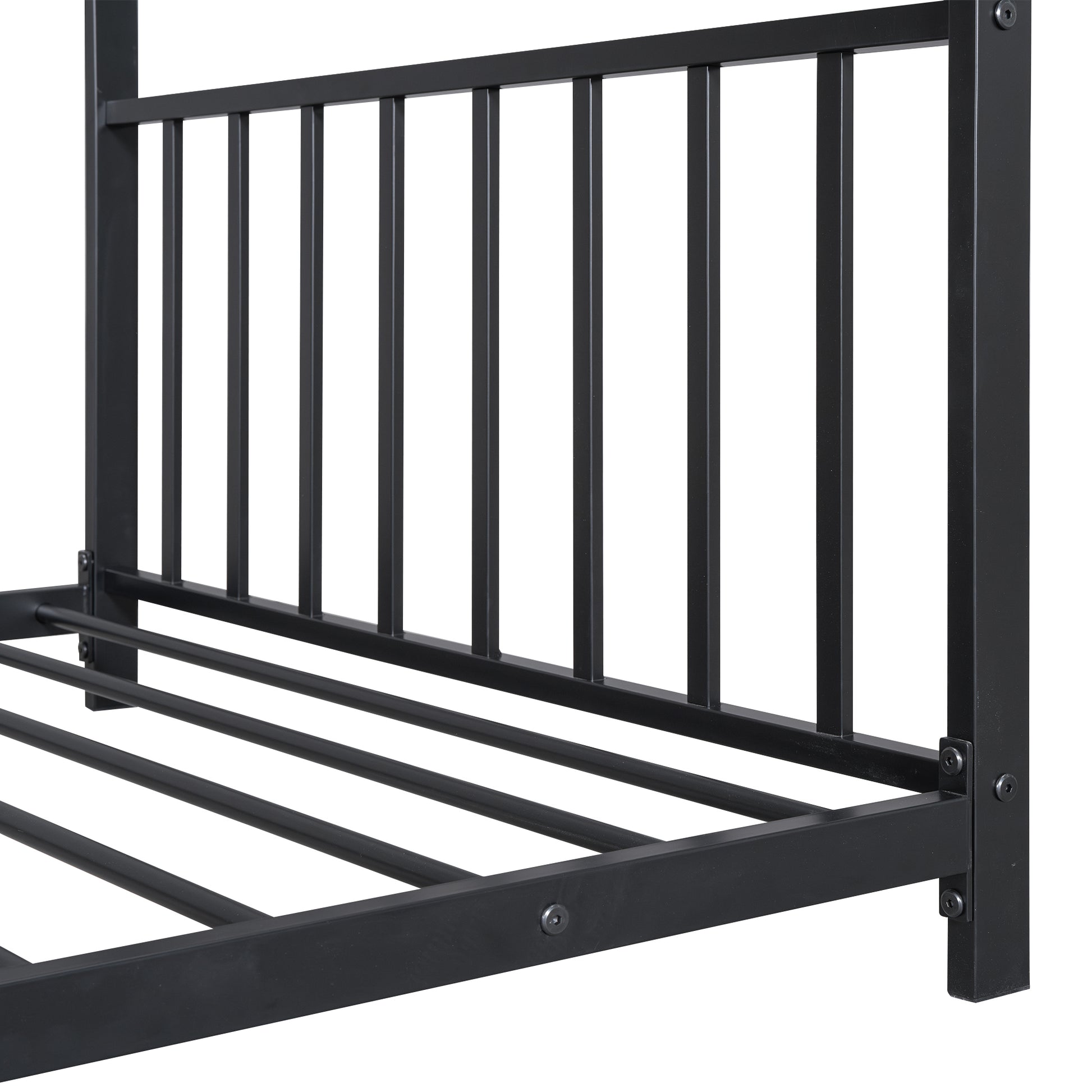Twin Size Metal House Platform Bed, Black Box Spring Not Required Twin Black Metal Bedroom Bed Frame Metal
