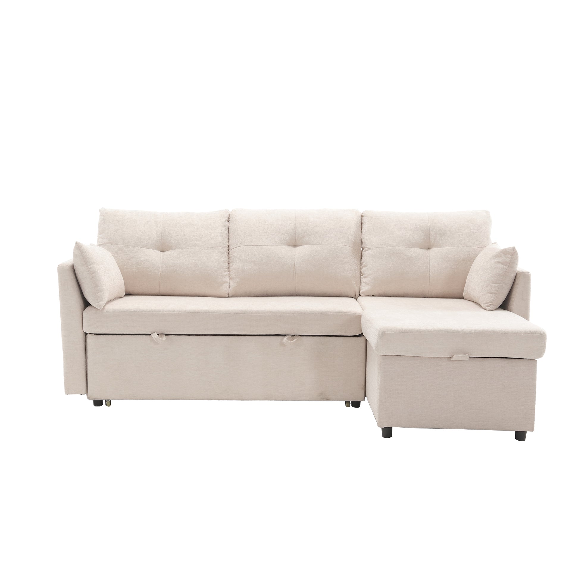 United We Win Furniture, Modular L Shaped Sofa, Modular Long Sofa With Reversible Chaise Lounge, Sofa Bed, Sleeper Sofa, Modular Sofa Combination With Storage Seats. Beige Chenille 3 Seat