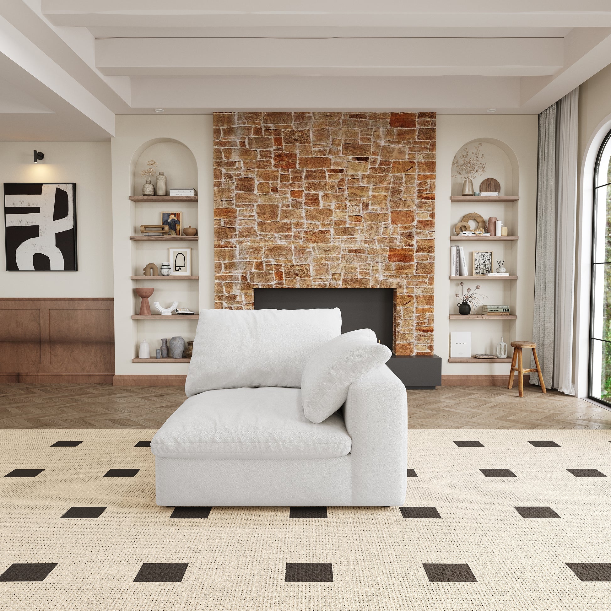 Modular Sectional Couch 80" Down Filled Modular Sectional Sofas For Living Room,Cushion Covers Removable Seater 2Seaters White Down Filling,Fabric 2 Seat