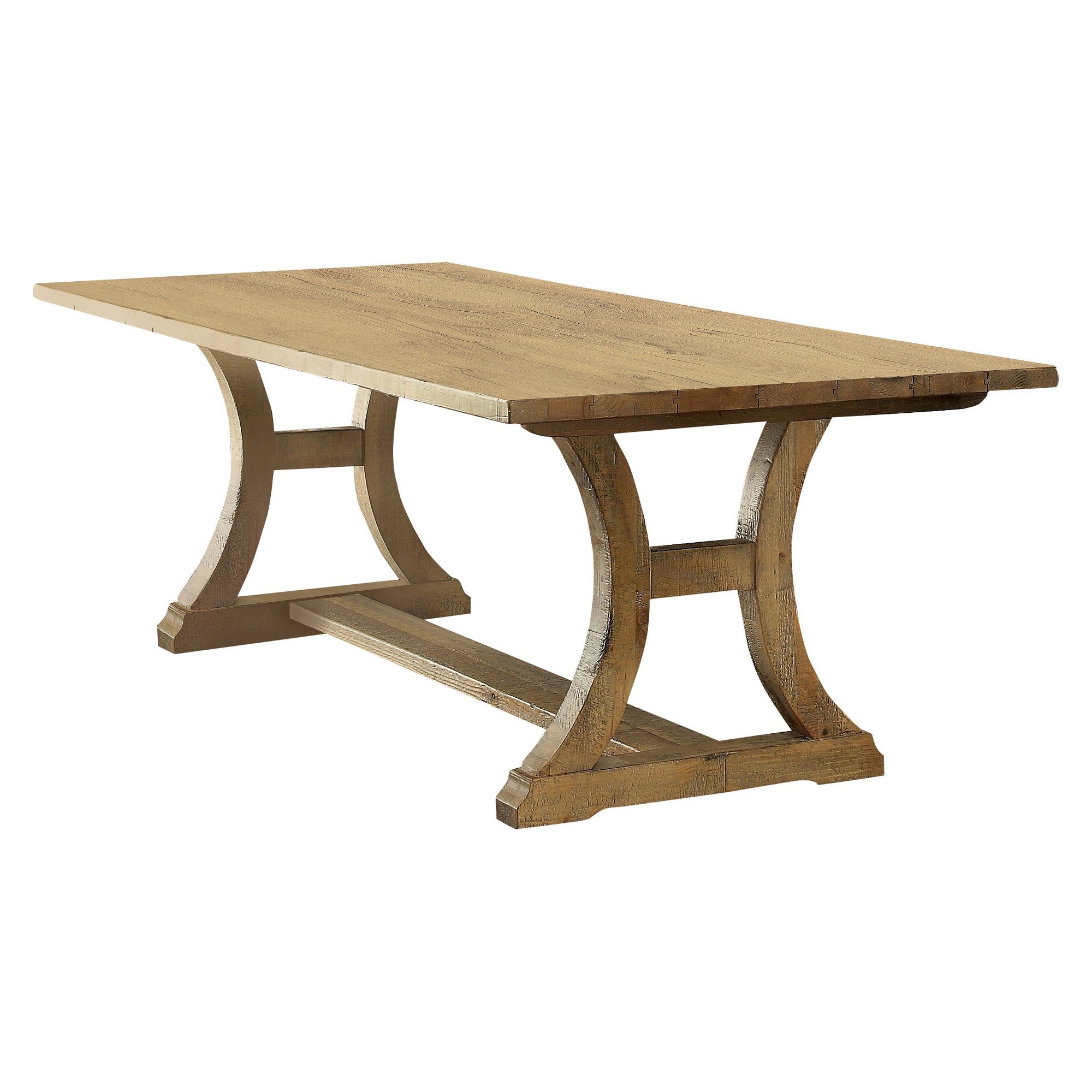 Wooden Dining Table With Curved Leged Pedestal Base, Brown Brown Wood
