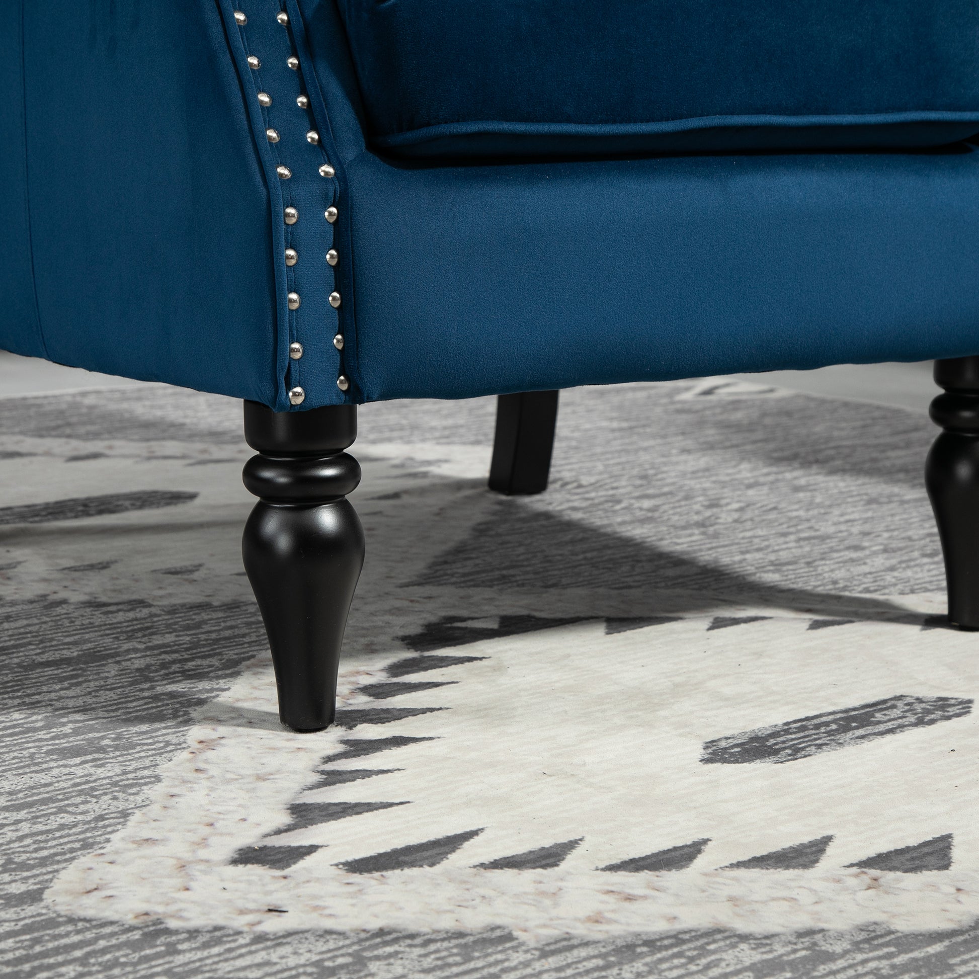 Coolmore Wood Frame Armchair, Modern Accent Chair Lounge Chair With Sturdy Wood Legs For Living Room Bedroom Navy Navy Foam Velvet