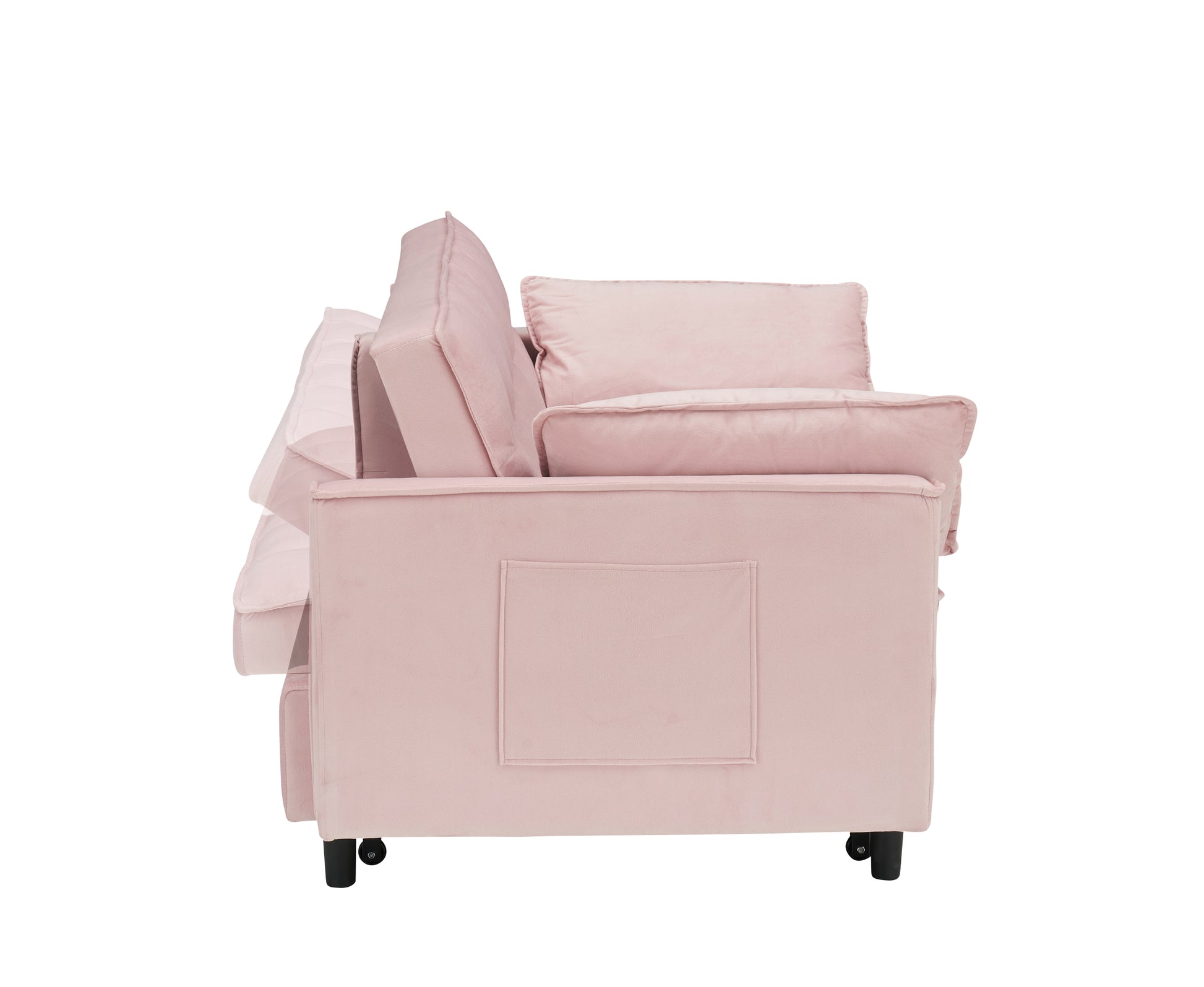 Modern Velvet Sofa, Sofa Pull Out Bed, Smallseat Casual Sofa With Back, With Pillow, Pockets, Living Room Furniture, 3 In 1 Convertible Sleep Sofa Bed. Pink Velvet 2 Seat