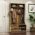 Hall Tree With 5 Hooks,Coat Hanger, Entryway Bench, Storage Bench,For Entrance, Hallwa,Brown Brown Mdf