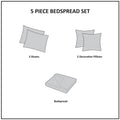 5 Piece Reversible Jacquard Bedspread Set Blue Queen Queen Blue Cotton