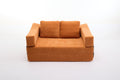 Modern Minimalist Sofa, Fold Out Sofa Bed, Convertible Chair Floor Couch & Sleeping Mattress For Living Room, Bedroom, Apartment, Removable Backrest, Orange Orange Chenille Soft Vintage Chenille 2 Seat