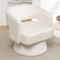 Swivel Barrel Chair, Velvet Accent Armchair 360 Degree Swivel Club Chair For Living Room Bedroom Reception Room White Foam Velvet