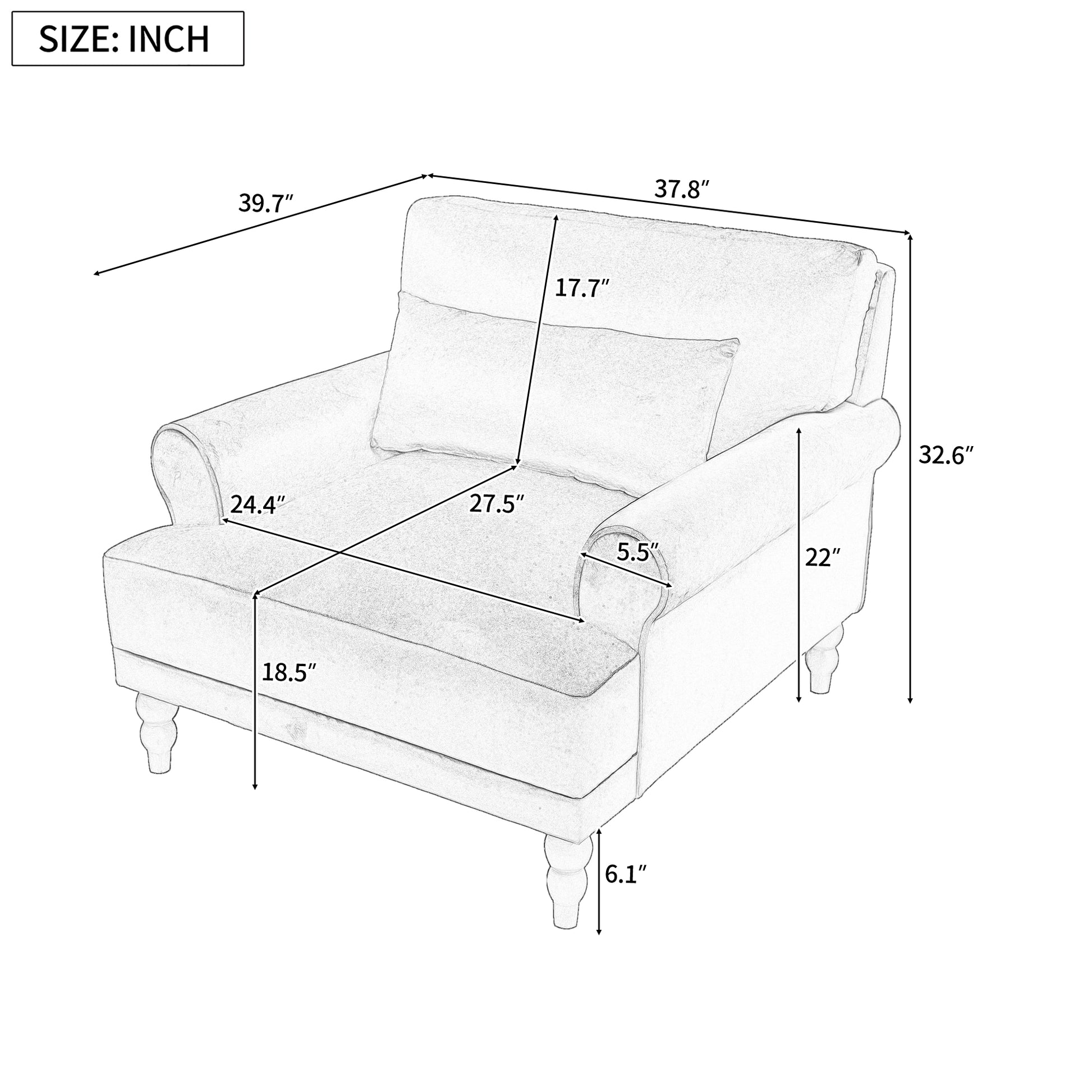 Mirod Elegant Circular Armrests, Ergonomic Lumbar Support, Vintage Roman Column Legs, Luxurious Large Size, Enhances Living Room Aesthetics, For Living Room,Bedroom And Study Green Velvet
