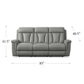 Rhapsody Power Zero Gravity Reclining Sofa Silver Grey Memory Foam Genuine Leather 3 Seat