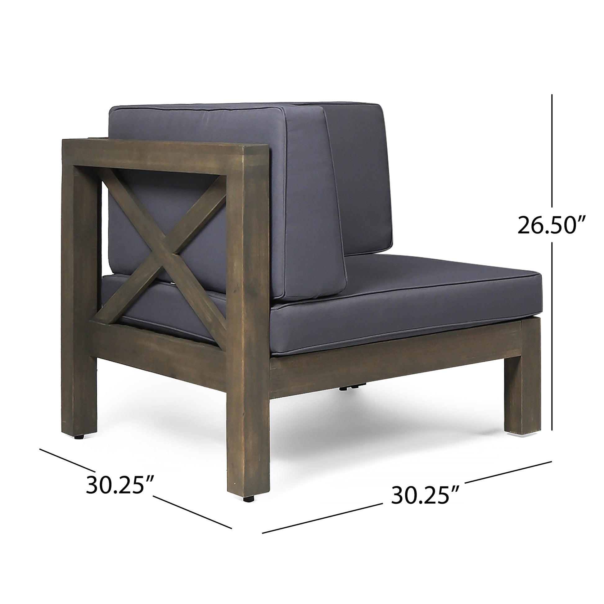 Brava X Back 4 Piece Sofa Set, Dark Grey Dark Grey Acacia Wood