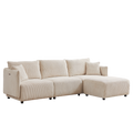 Multi Module Combination Style Sofa For Living Room, Bedroom And Other Lounge Spaces, Modern Minimalist Corduroy Combination Sofa With 2 Comfort Cushions With Usb & C Charging Ports,Beige,Two Sets Beige Foam Fabric 8 Seat