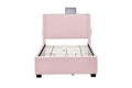 Pink Twin Size Upholstered Bed Frame With Trundle Bed, Teddy Fabric, Usb Functionality, And A Pocket Design On The Side Of The Headboard For Storing Small Items. Pink Is A Girl'S First Choice Box Spring Not Required Twin Baby Pink Wood Espresso Bedroom