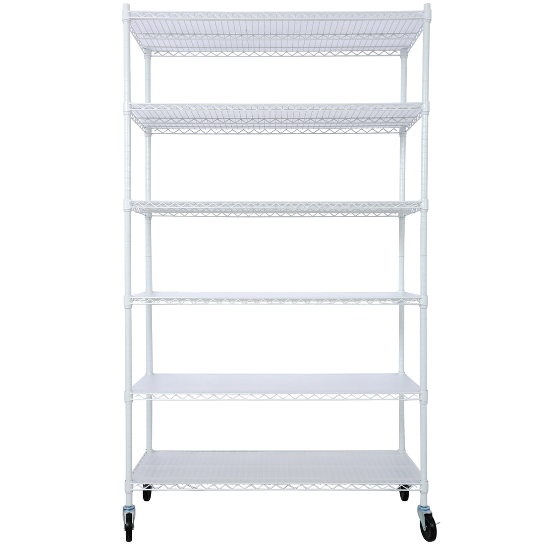 6 Tier 6000Lbs Capacity Nsf Metal Shelf Wire Shelving Unit, Heavy Duty Adjustable Storage Rack With Wheels & Shelf Liners For Commercial Grade Utility Steel Storage Rack, White 84"H X 48"L X 20"D White Metal